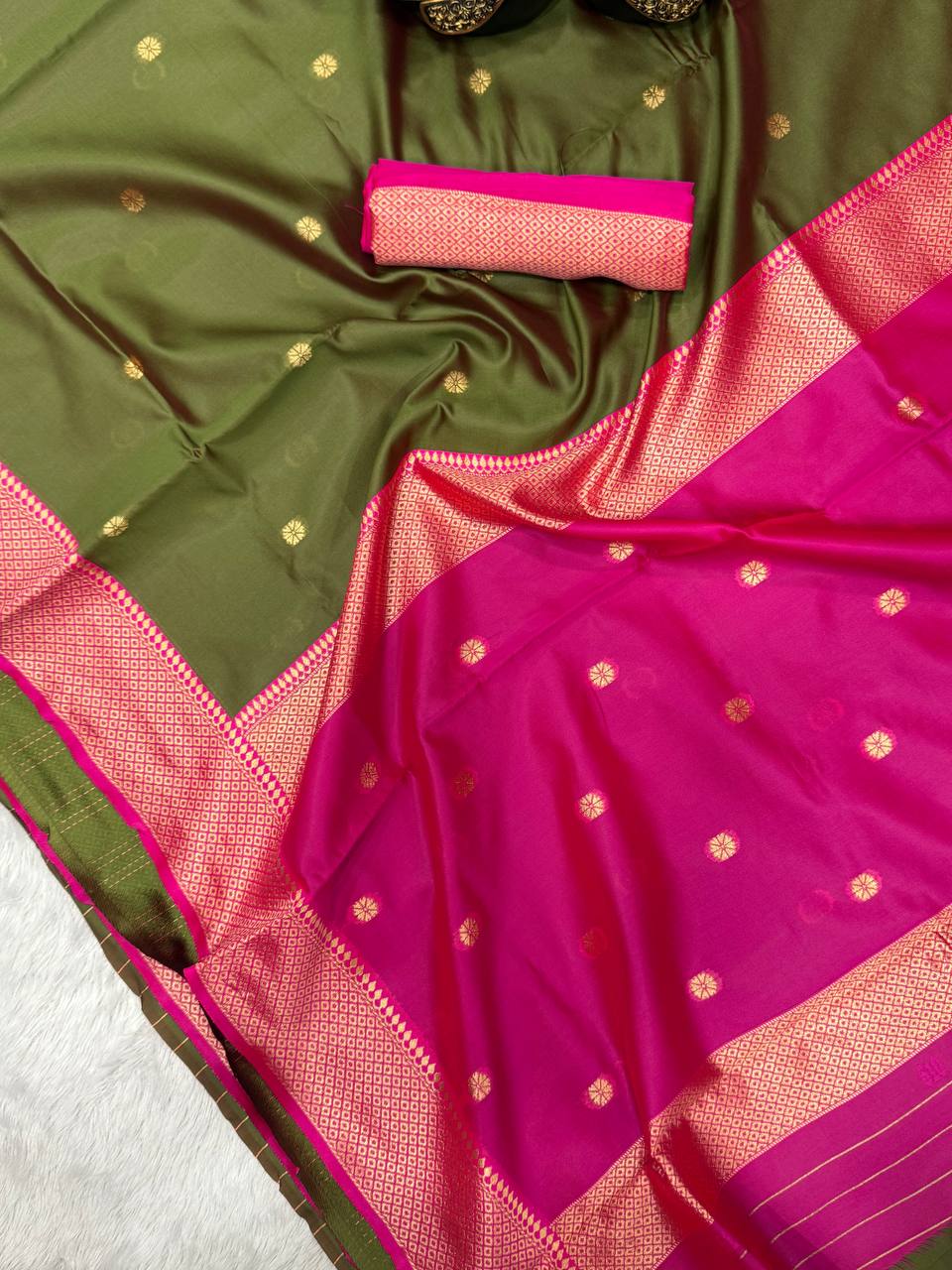 Comfort Touch Organic Banarasi Lichi Silk Wedding Saree