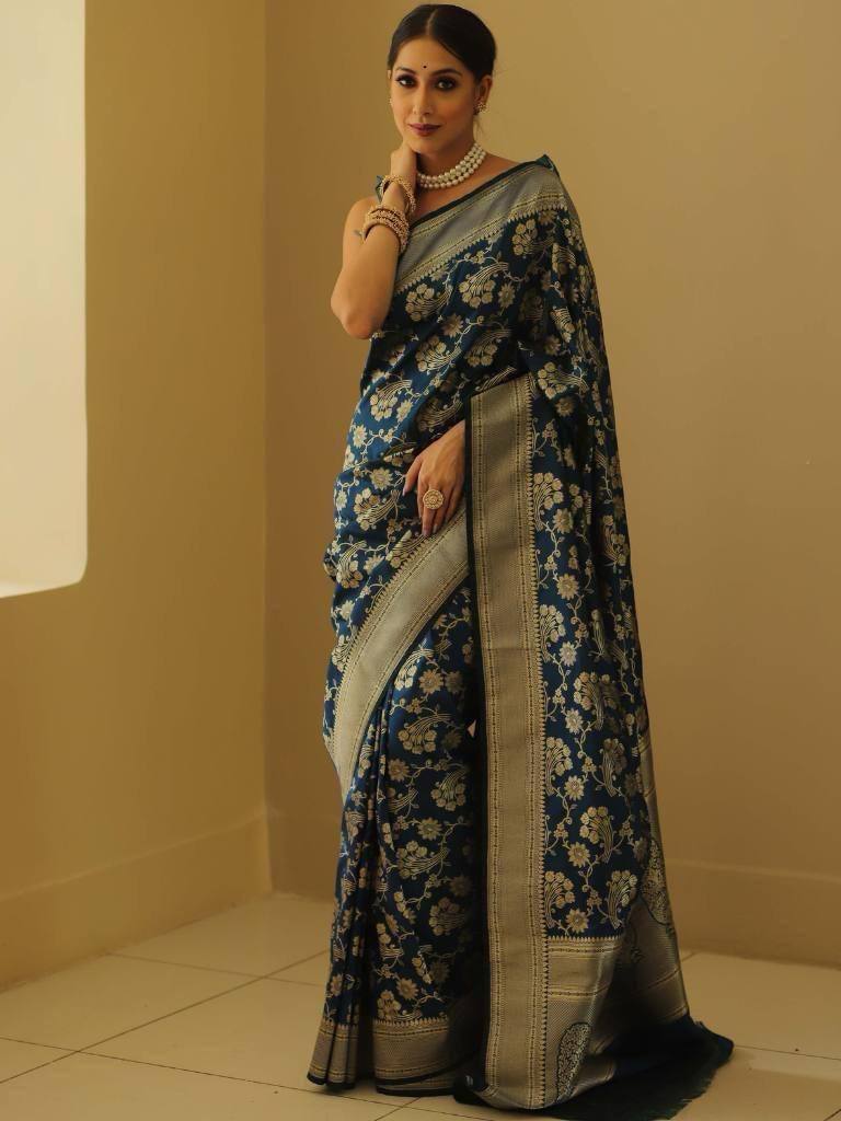 Organic Banarasi Lichi Silk Wedding Saree