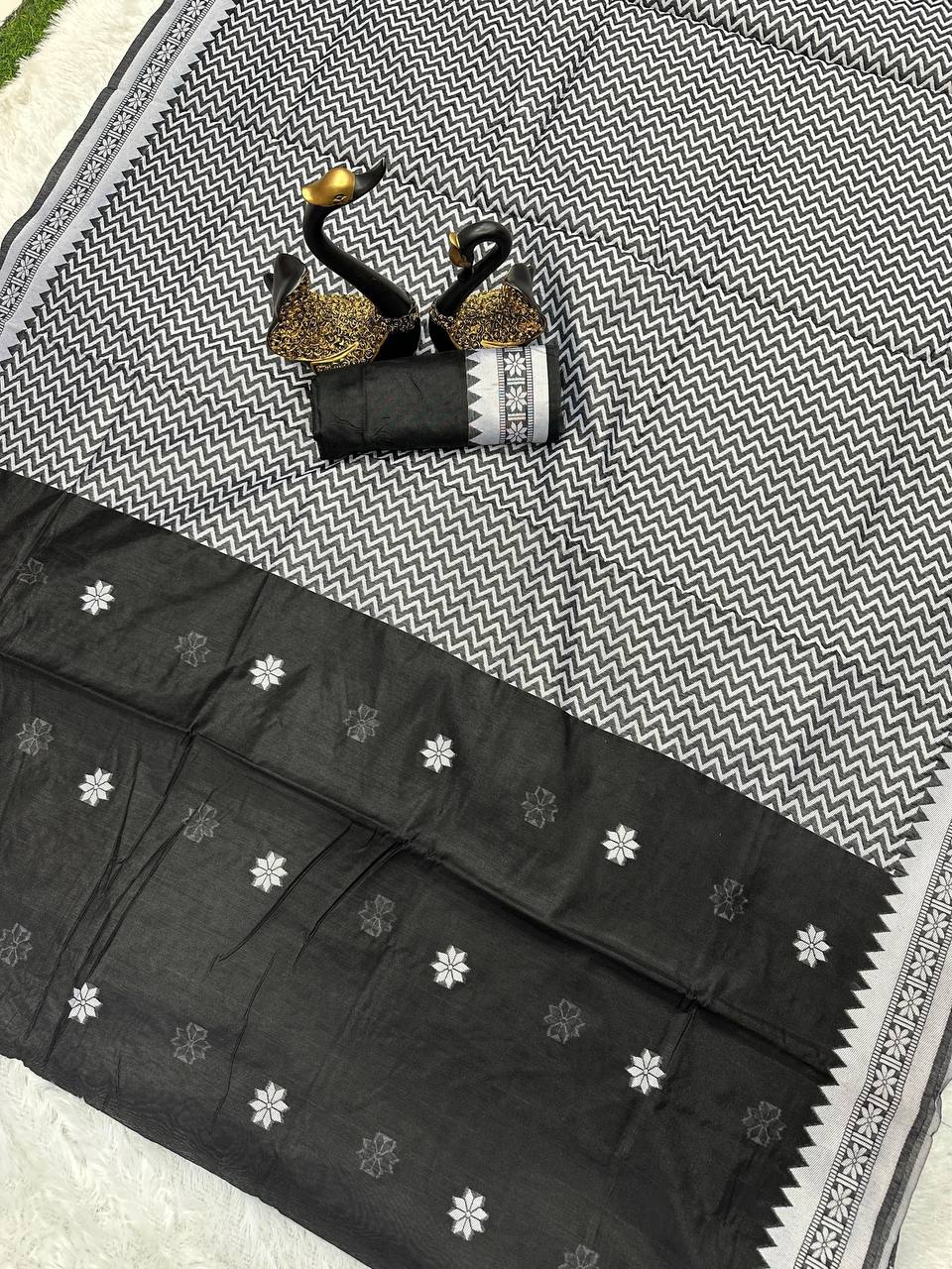 Premium Lilan Slab Soft Cotton Saree with Rich Weaving Blouse