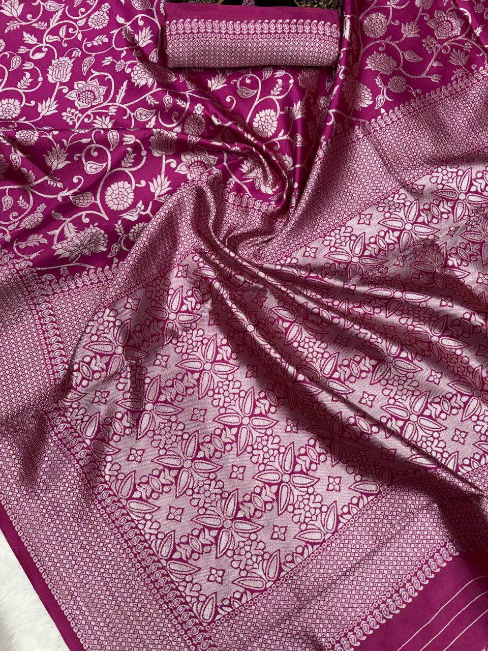 Graceful Organic Banarasi Lichi Silk Wedding Saree