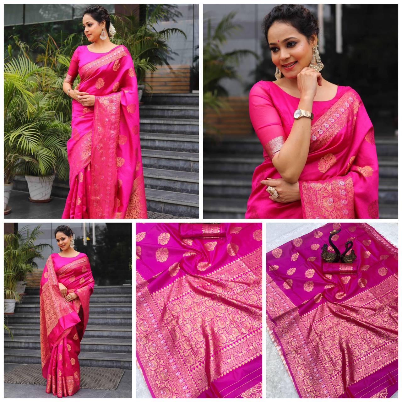 Soft & Lightweight Lichi Silk Banarasi Wedding Saree