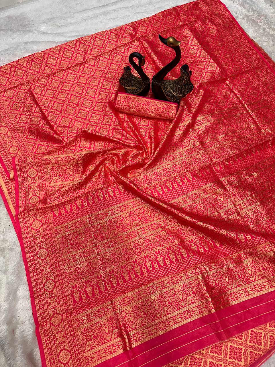 Comfort Luxe Organic Banarasi Lichi Silk Wedding Saree