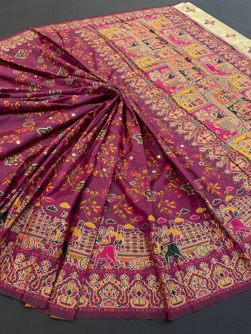 Rajwadi Pashmina Silk Weaving Saree with Kashmiri Pallu