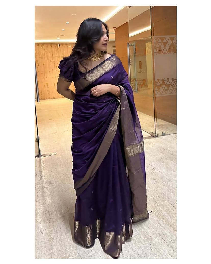 First-Time Slab Weaving Lilan Soft Cotton Saree with Rich Blouse