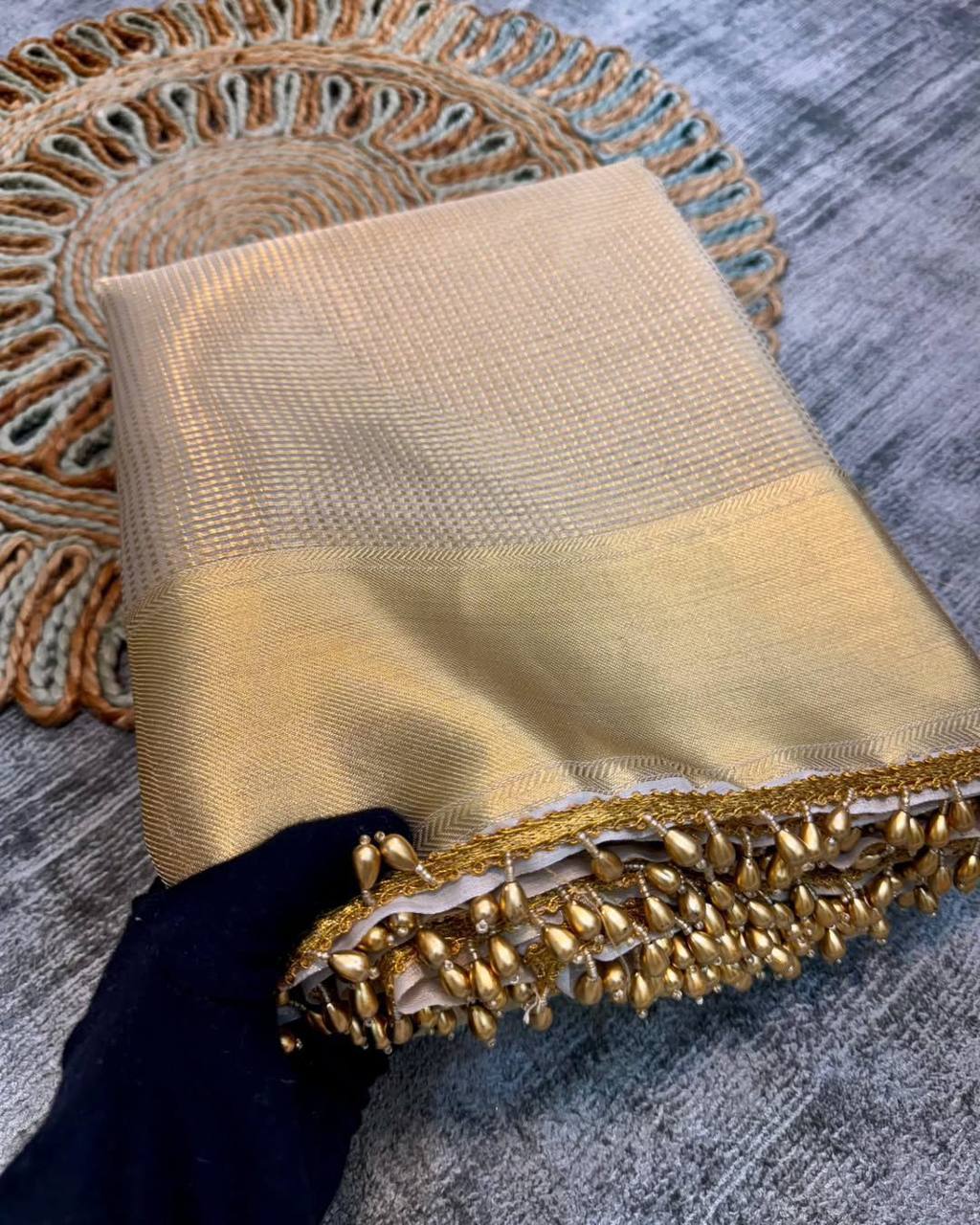 Nayanthara Inspired Banarasi Golden Tissue Silk Saree
