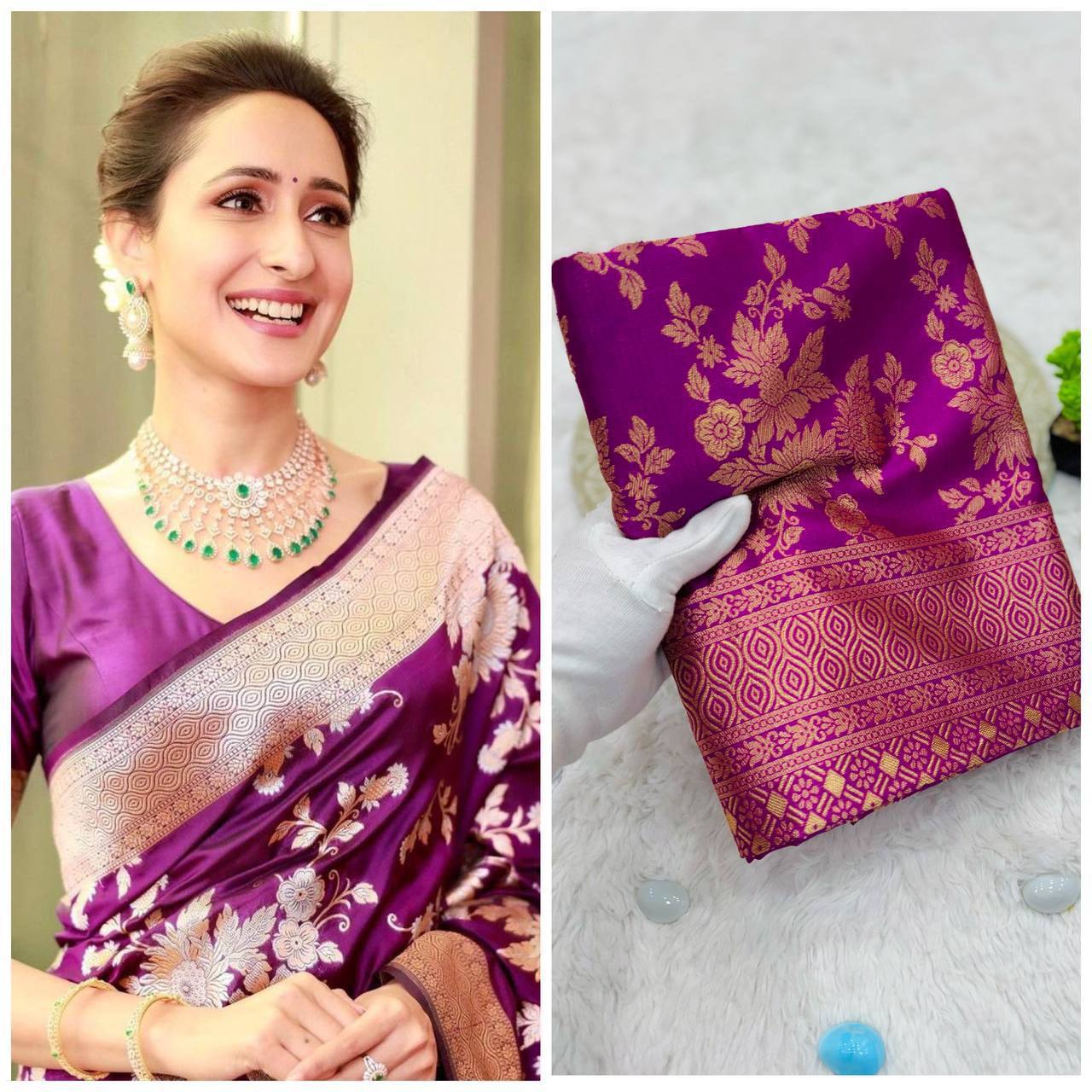 Soft & Comfortable Organic Banarasi Lichi Silk Wedding Saree