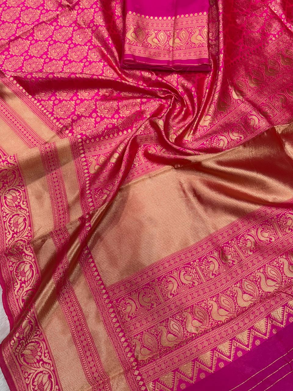 Classic Organic Banarasi Lichi Silk Wedding Saree
